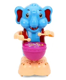 Negocio Elephant Drummer Toy With Toy Light Music & 360 Degree Rotation- Multicolor