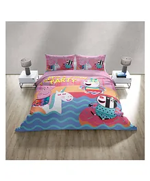 Sassoon Peppa Pig Digital Printed Kids Cotton Bedsheet With 2 Pillow Covers in 300tc- Multicolour