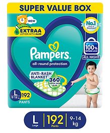 Pampers All round Protection Pants Aloe Vera With Lotion Large Size Baby Diapers - 192 Pieces