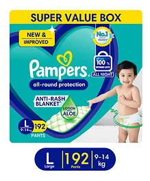 Pampers All round Protection Pants Aloe Vera With Lotion Large Size Baby Diapers - 192 Pieces