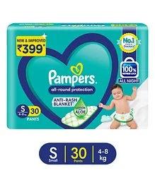 Pampers All Round Protection Diaper Style Pants Lotion With Aloe Vera Small - 30 Pieces