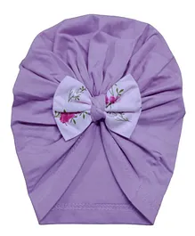 BABY Charm Bow Applique Embellished Gathered Cap - Purple
