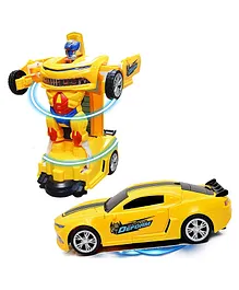 ADKD Battery Operated Auto Convertible Robot Car Toy for Kids Automatic Deformation Transform Sports Car - Yellow (Car Design May Vary)