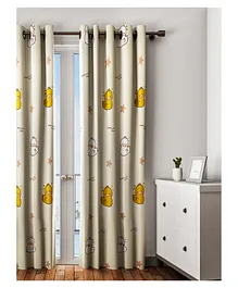Urban Dream Long Door Curtain Abstract Ducks Print - Yellow