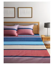 Urban Dream Double Bedsheet Set Geometric Stripes Print - Multicolor