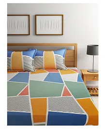 Urban Dream Double Bedsheet Set Abstract Geometric Print - Multicolor