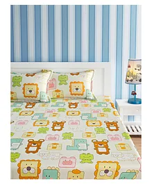 Urban Dream Double Bedsheet Set Box Animals Print - Yellow