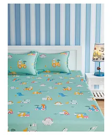 Urban Dream Double Bedsheet Set Cute Teddy Print - Geen Orange