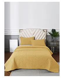 Urban Dream Double Bedspread Set Geometric Quilted Diamond Solid - Yellow