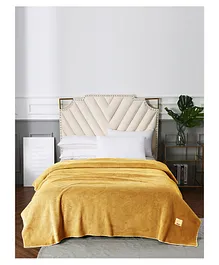 URBAN DREAM DOUBLE BLANKET WAFFLE PATTERN SOLID - YELLOW