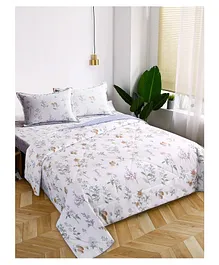 Urban Dream Bedding Set Floral Print 4 Pieces - White