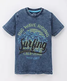 Under Fourteen Only Half Sleeves Big Wave Riding Surfing Printed Tee - Blue