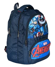 Kuber Industries Marvel Captain America Print School Stylish Backpacks for Kids With Rexine Waterproof Shoulder Straps Blue - 16 Inches