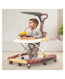Baybee 2-in-1 Activity Baby Walker Cum Rocker with Adjustable Height Parental Push Handle Canopy Footmat & Music - Red
