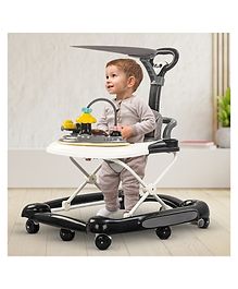 Baybee 2-in-1 Activity Baby Walker Cum Rocker with Adjustable Height Parental Push Handle Canopy Footmat & Music - Black