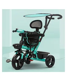 Baybee Baby Tricycle Smart Plug & Play Kids Trikes Cycle for Kids with Parental Push Handle Canopy EVA Wheels Safety Bar & Belt - Green