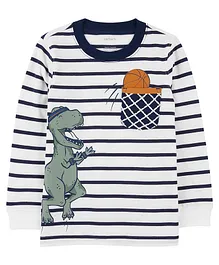 Carter's  60% Cotton 40% Polyester Dinosaur Basketball  Printed Jersey Full Sleeves T- Shirt - Ivory