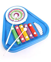 Prime Drum and Xylophone 3 in 1 Musical Band Toy with 5 Notes Printed (Color May Vary)