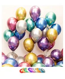 AMFIN Chrome Balloons with Curling Ribbon for Kids Birthday Party Decorations Mulricolour - Pack of 26