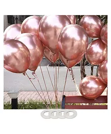 AMFIN Pack of 104 Rose Gold Chrome Balloons with Ribbon for Kids Birthday - Rosegold