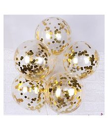 AMFIN Pack of 10 Transparent Balloons Bouquet Combo with Pre Filled Golden Confetti & Ribbons  - Golden