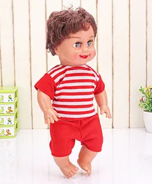 Speedage Mannu Sitting Doll Red & White Stripes - Height 30 cm