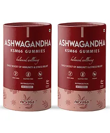 Nirvasa Ashwagandha KSM 66 Gummies with Vitamin D3 KSM 66 Ashwagandha Gummies Pack of 2 - 60 Gummies Each