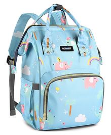 PACKNBUY Diaper Bag Backpack Elephant Print - Light Blue