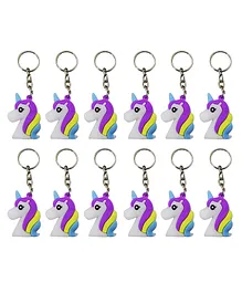 Asera Unicorn Silicone Keychain Pack of 12 - Multicolor
