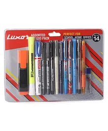 Luxor Pen Mechanical Pencile & Highlighter Set Pack of 14 - Color May Vary