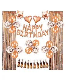 AMFIN Happy Birthday Foil Balloon Birthday Decoration Kit Rose Gold - Pack of 24