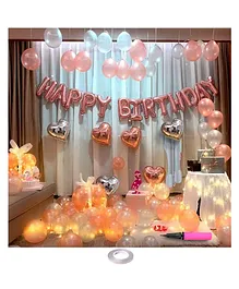 AMFIN Happy Birthday Foil Balloon Birthday Decoration Kit Rose Gold - Pack of 122