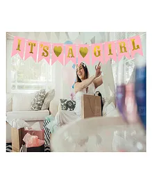 AMFIN It's a Girl Banner First Birthday Decoration - Pink