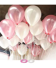 AMFIN Metallic Balloons White & Pink - Pack of 50