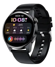 Hammer Active Round Shape Smartwatch With Bluetooth Calling- Black