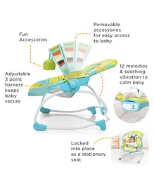 Mastela New Born to Toddler Rocker Bouncer Elephant Print - Green Blue