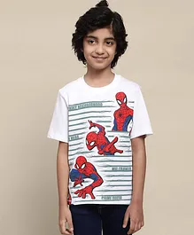 Kidsville Half Sleeves Spiderman Printed T Shirt - White