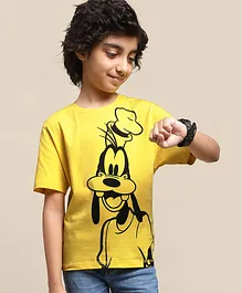 Kidsville Half Sleeves Mickey And Friends Goofy Printed T Shirt - Yellow