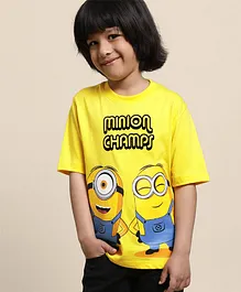 Kidsville Minions Featured Half Sleeves Minion Champs Printed Tee - Yellow