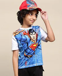 Kidsville DC Comics Super Heroes Featuring Superman Printed Tee - White & Blue