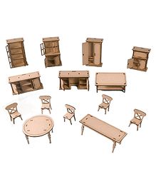 LIME SHADES Set of 14 Miniature Furnitures Toys - Beige
