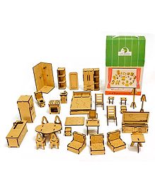 Lime Shades Set of 31 Miniature Furniture Toys - Beige