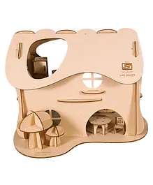 Lime Shades Mushroom Designed Doll House With Miniature Furniture Toys -