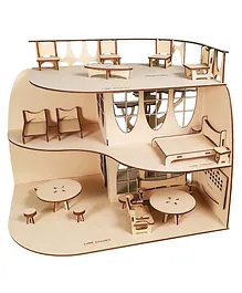 LIME SHADES Doll House kit with Set of 16 Miniature Furniture and 1 Tree - Beige