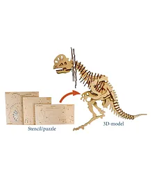 3D Model of Dilopasaurus Dinosaur in Form of Puzzle DIY KIT - Beige