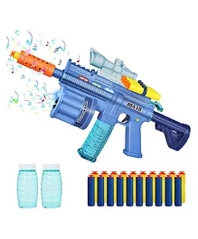 Bubble Gun with Soft Dart Blaster 8 Music Tones & Light Bubble Blower with 2 Bottles of Bubble Solution (50ml)
