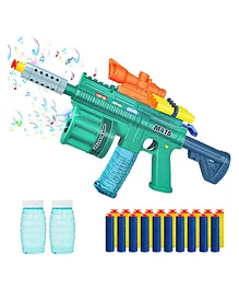 Bubble Gun with Soft Dart Blaster 8 Music Tones & Light Bubble Blower with 2 Bottles of Bubble Solution (50ml)