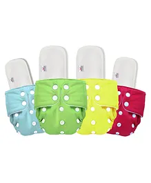 Mylo Freesize Adjustable Cloth Diapers with 4 Free Insert Oeko Tex Certified (3M-3Y) Pack of 4 - Free Size