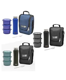 USHA SHRIRAM Lunch Box with Bottle and Bag Set of 3 Multicolour - 2250 ml
