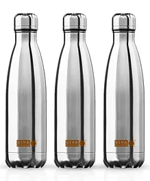 USHA SHRIRAM Insulated Stainless Steel Water Bottles Pack of 3 Silver - 1000 ml each